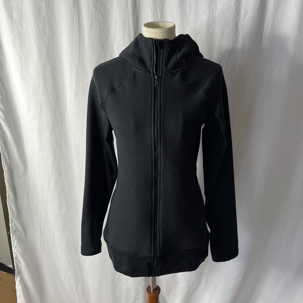 Under Armour Black Warm Hooded Jacket - Medium
